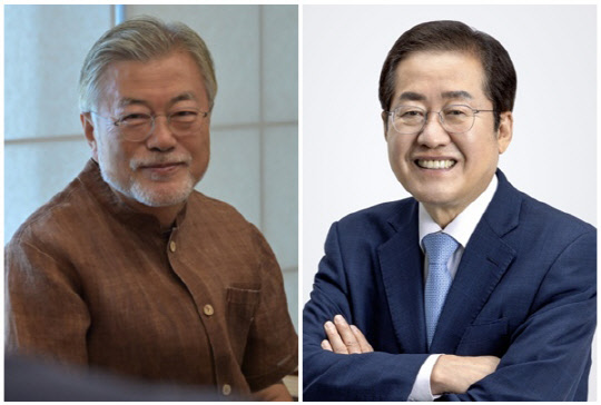 문재인 전 대통령(왼쪽)과 홍준표 대구시장. <더불어민주당, 홍준표 캠프 제공>